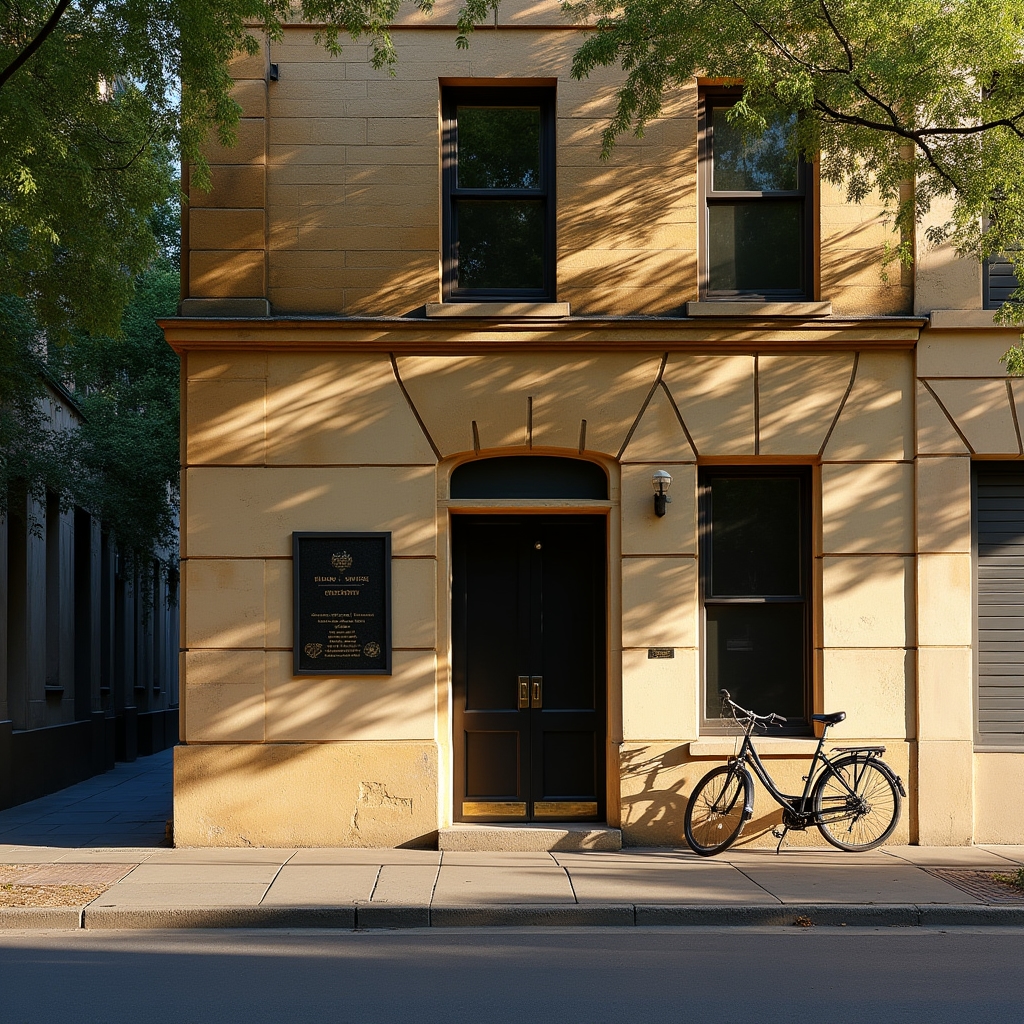 Exterior of a small Adelaide office building on a tree-lined city street