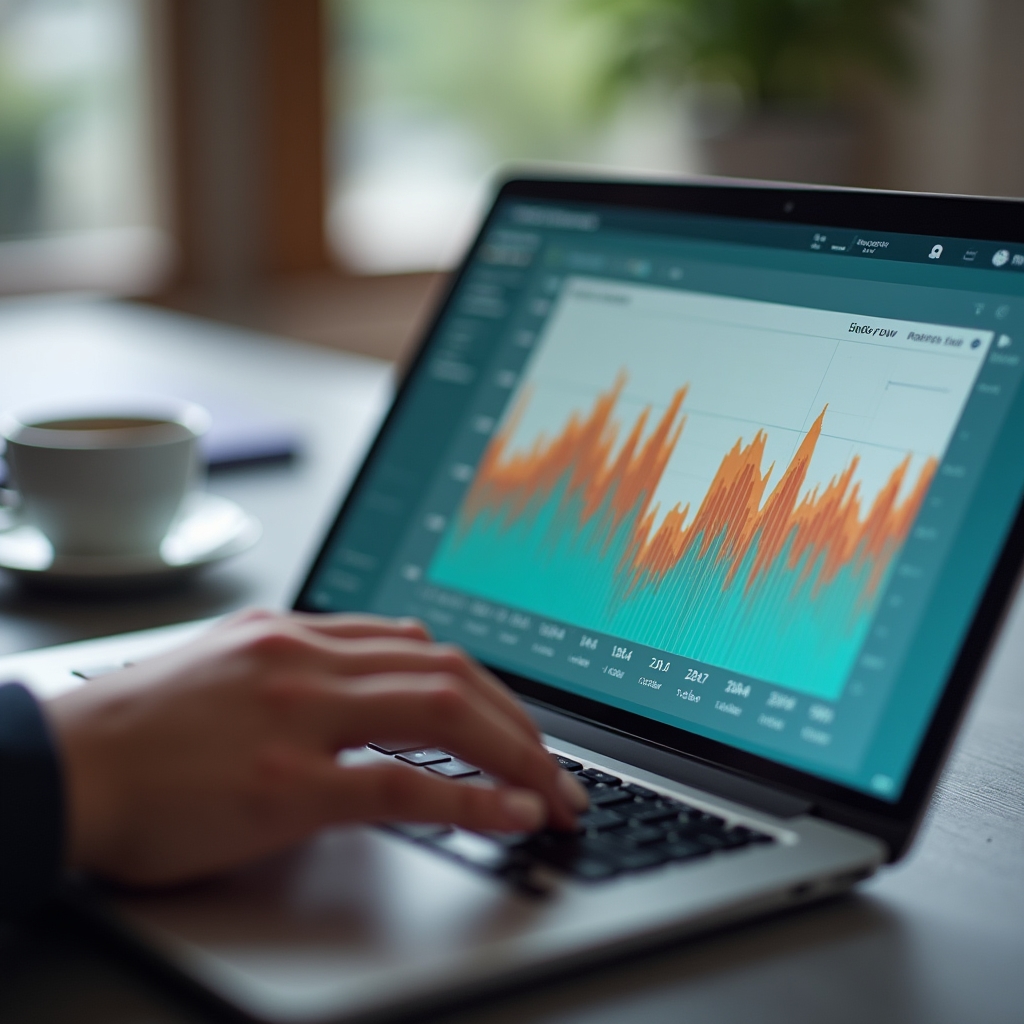 Laptop screen showing a household energy usage chart broken down by time of day